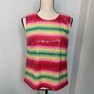J. Crew Vibrant Sequin Striped Sleeveless Top